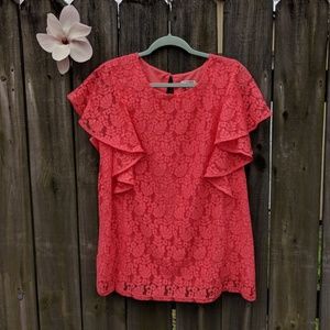 Merona Orange Coral Lace Top